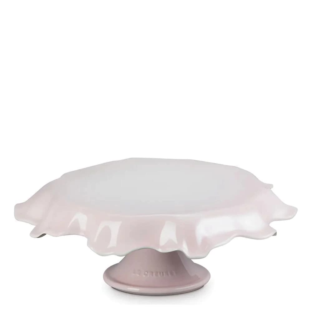 Prato para Bolo de Cerâmica Le Creuset Ruffle Shell Pink 28cm