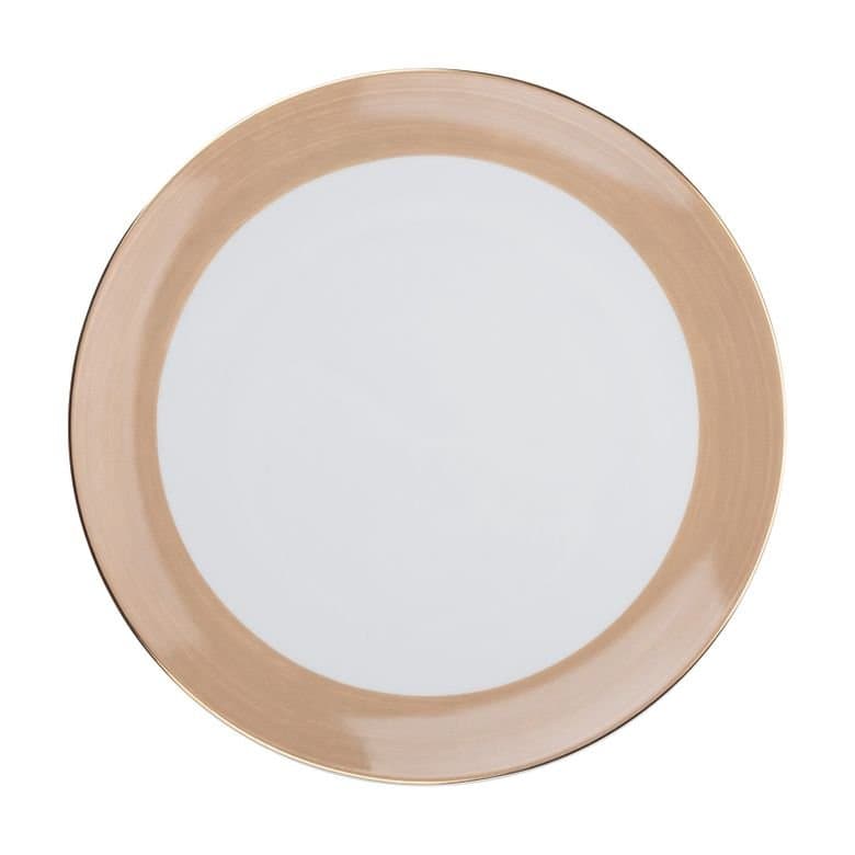 Prato Raso Branco com Borda Pintada e Filete de Ouro 6 Peças - Mameg
