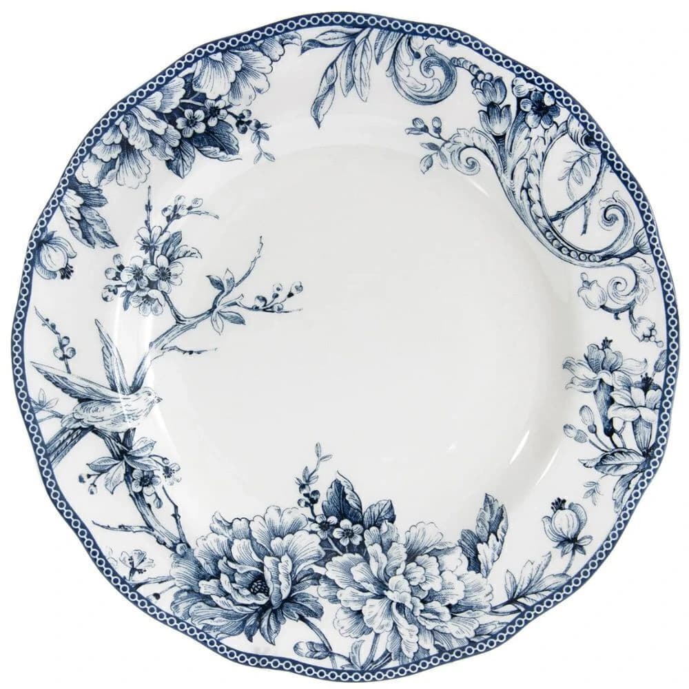 Prato Raso de Porcelana Jardin Bleu 27cm 6pçs