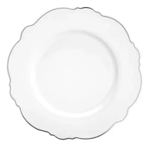 Prato Sobremesa Porcelana Maldivas Prata 6 Peças - Wolff