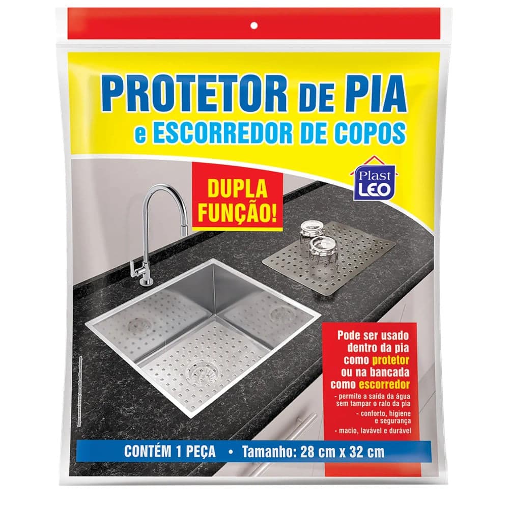 Protetor de Pia Quadrado 32x28cm Transparente - Plast Leo