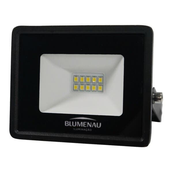 Refletor Com LED Preto 10W Luz Branca 8,5x10,3cm Tech Bivolt IP65 Blumenau Iluminação