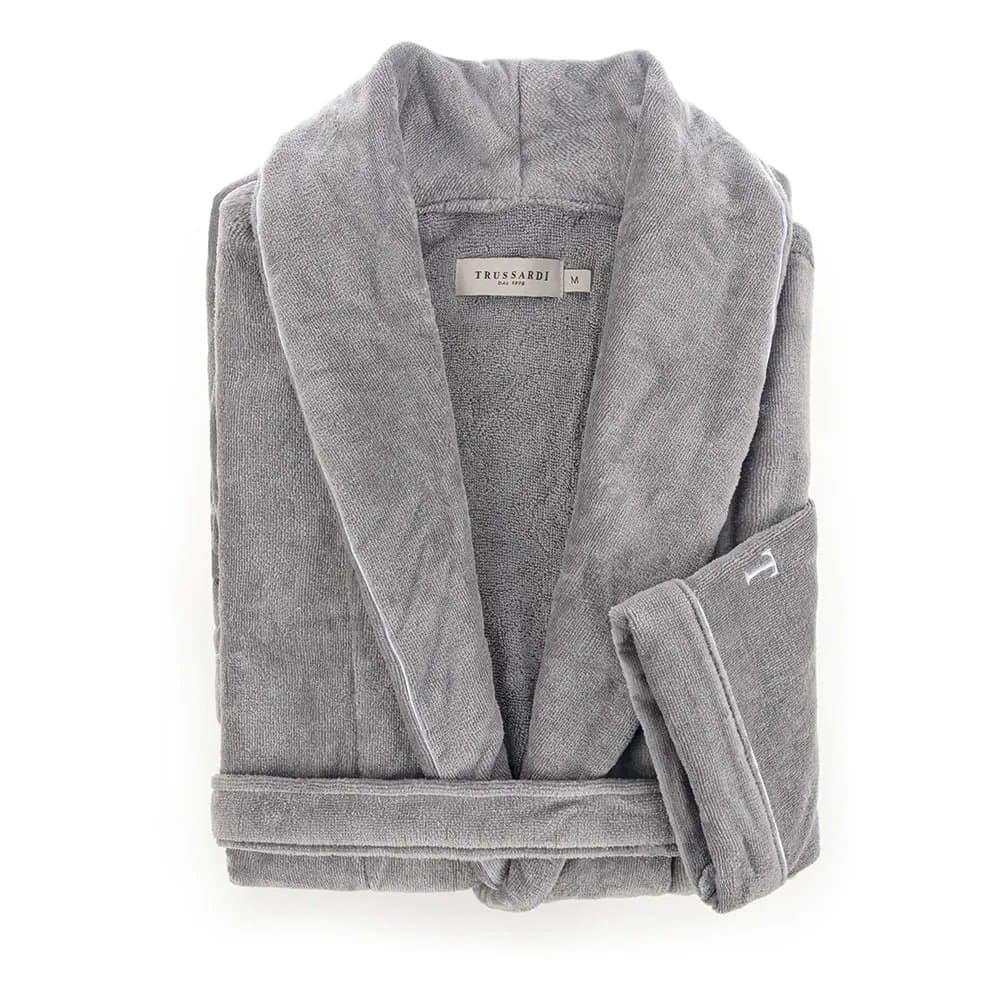 Roupão Masculino Barone P Trussardi Ardósia e Branco