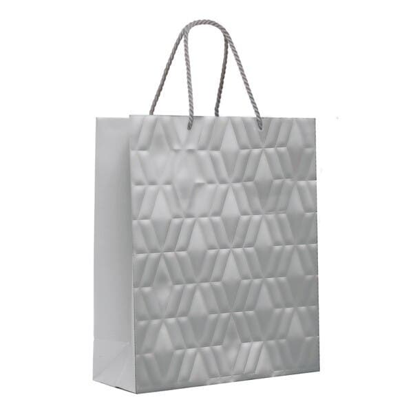 Sacola de Fibra e Papel Prata Premium 70x15,5x34cm Cromus