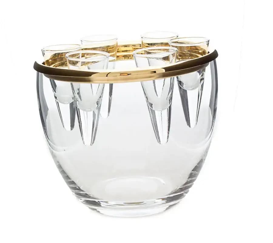 Serviço para Vodka Soave com 6 Copos e Revestimento em Ouro 24K Riva