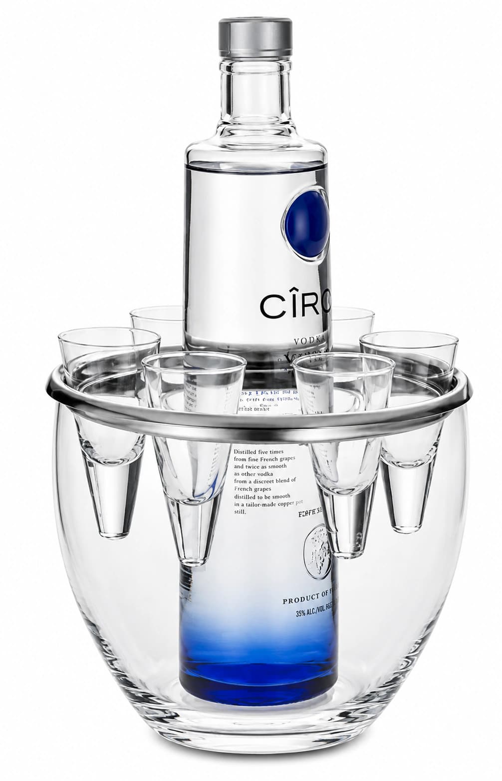 Serviço para Vodka Soave com 6 Copos Inox Riva
