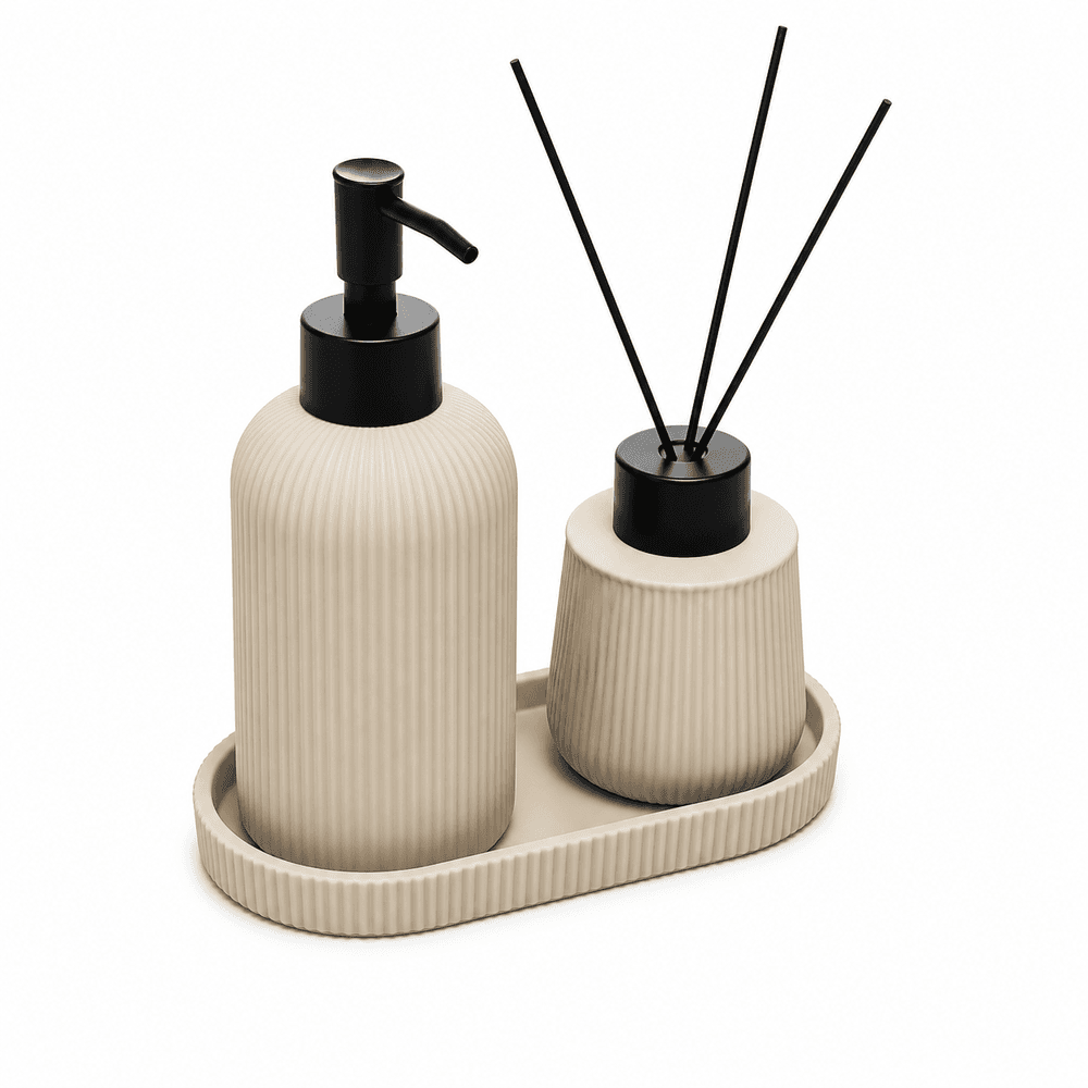 Set para Banheiro Soft Touch Stetch Nude Ceramica