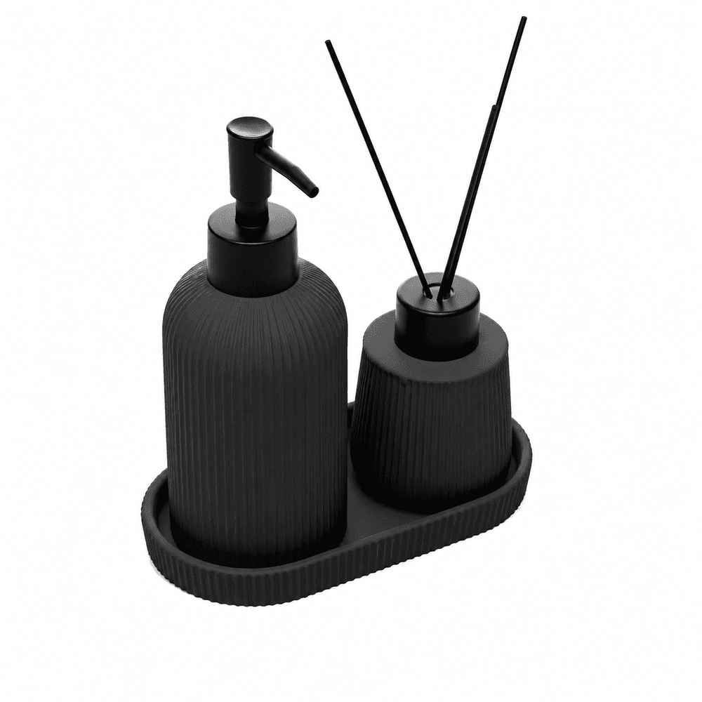 Set para Banheiros Soft Touch Sketch Cinza Ceramica