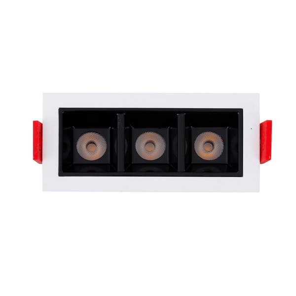 Spot Embutir Led Retangular 3 Lâmapadas 6W Luz Amarela Luminatti Branco