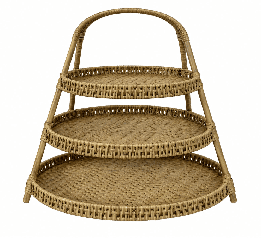Suporte para Doce em Fibra Cestaria 3 Andares Fendi 30,5x30,5x50cm - Entrecasa