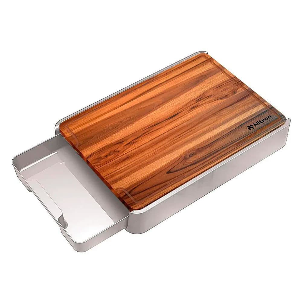Tábua de Corte com Gaveta Teca 2l Branca - Nitron