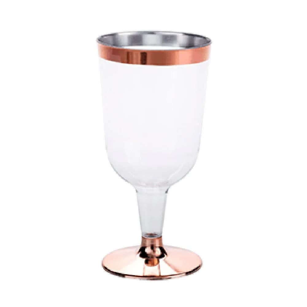 Taça De Plástico Vinho 210mL Borda Rose 4 Unidades - Silver Plastic