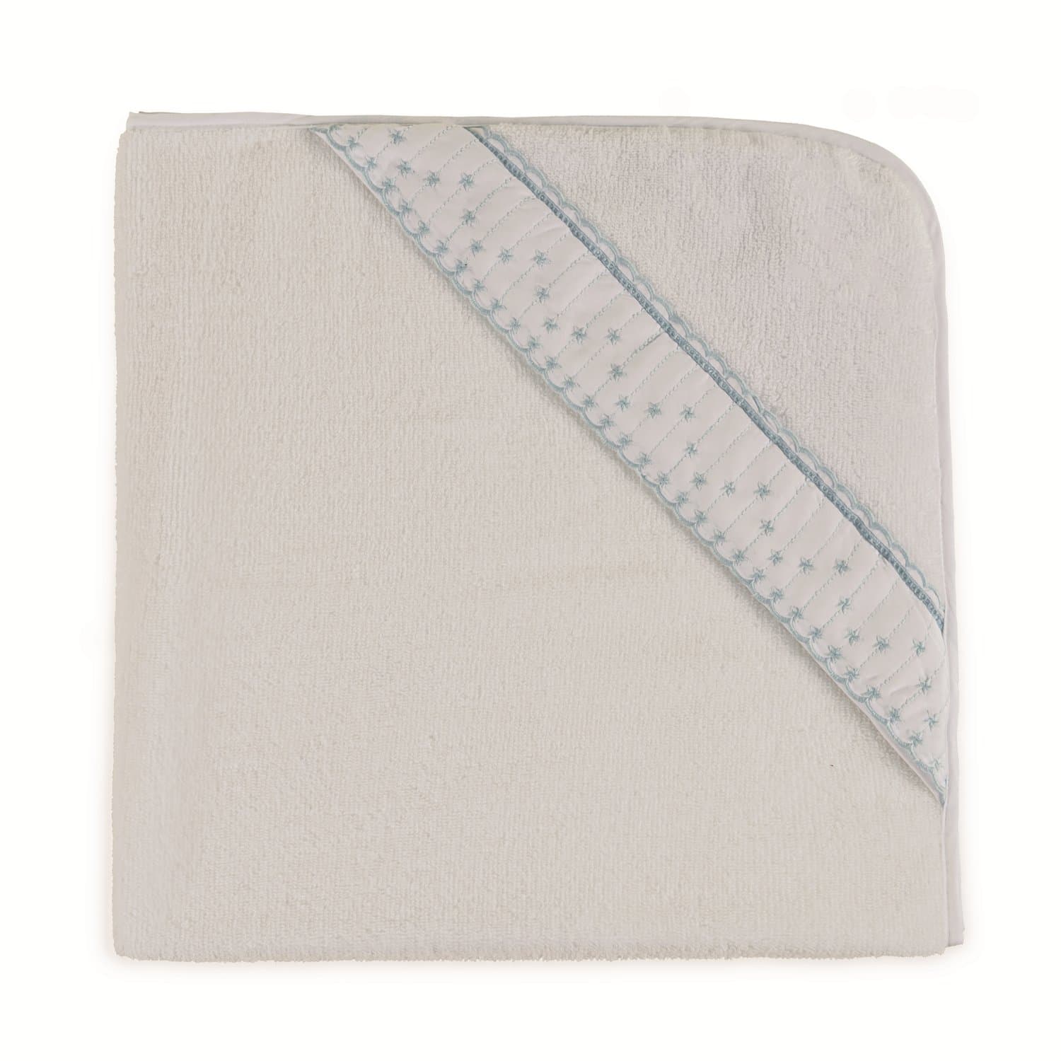 Toalha de Banho com Capuz Bambini Marco Trussardi Branco e Soft Blue 80cm x 80cm