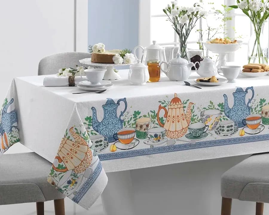 Toalha de Mesa Karsten Limpa Fácil Chá da Tarde - Retangular - 1.40x2.10m