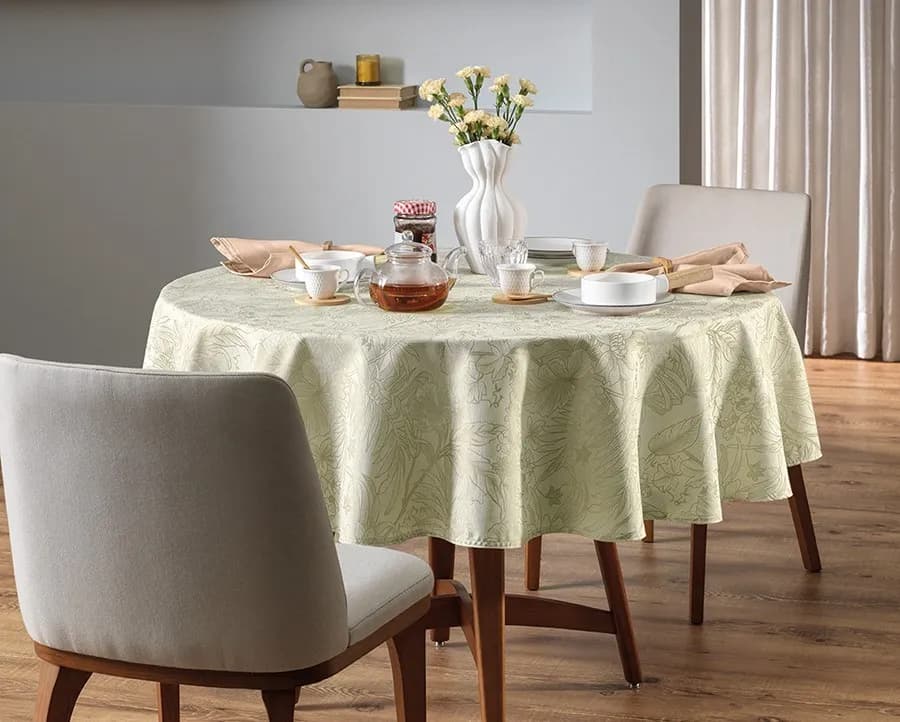 Toalha de Mesa Karsten Sempre Limpa Jacquard Aurora - Redonda - 1.78m