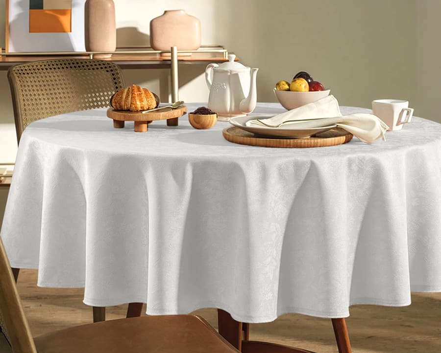 Toalha de Mesa Karsten Sempre Limpa Jacquard Delicata - Redonda - 1.78m