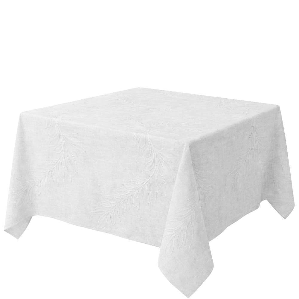 Toalha de Mesa Quadrada de Poli-linho Auguri Casa Romana Branca 220cm