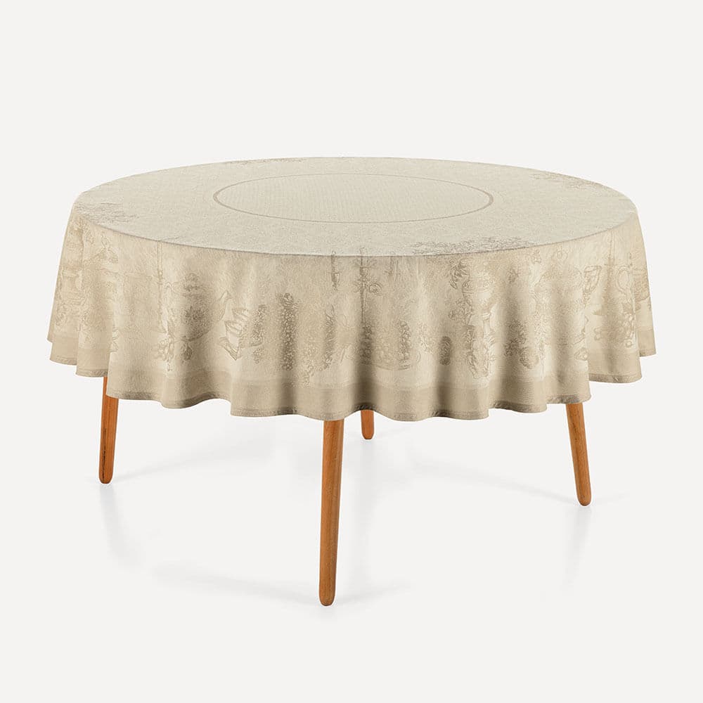 Toalha de Mesa Redonda 6 Lugares 1,78m Louvre Bege