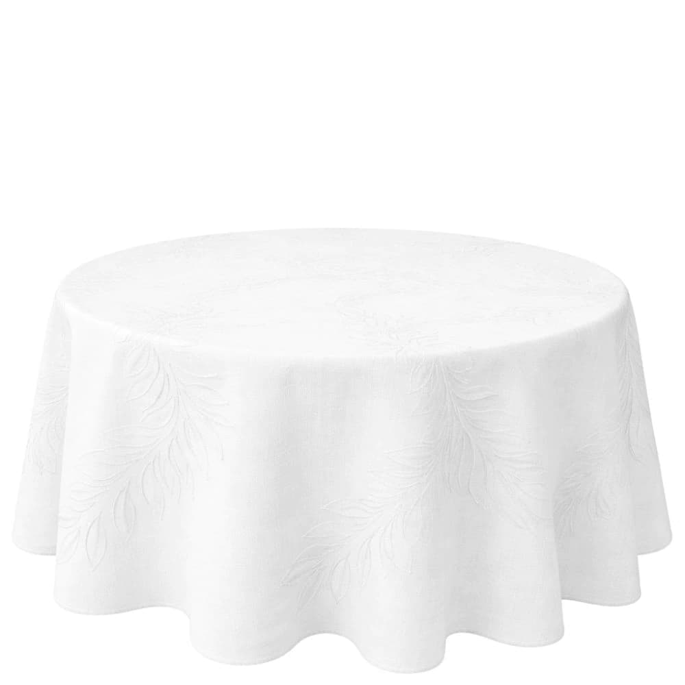 Toalha de Mesa Redonda de Poli-linho Auguri Casa Romana Branca 220cm
