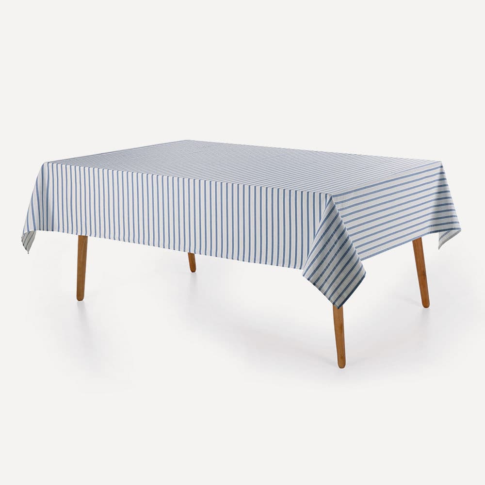 Toalha de Mesa Retangular 12 Lugares Zaira Branco/Azul
