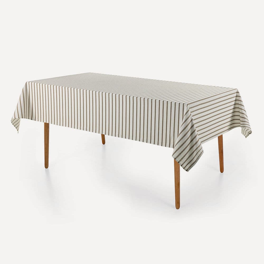 Toalha de Mesa Retangular 12 Lugares Zaira Branco/Taupe