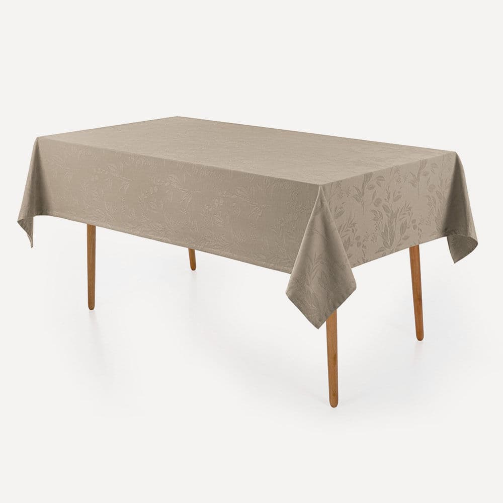 Toalha de Mesa Retangular 8 Lugares Anti Mancha Katherine Taupe