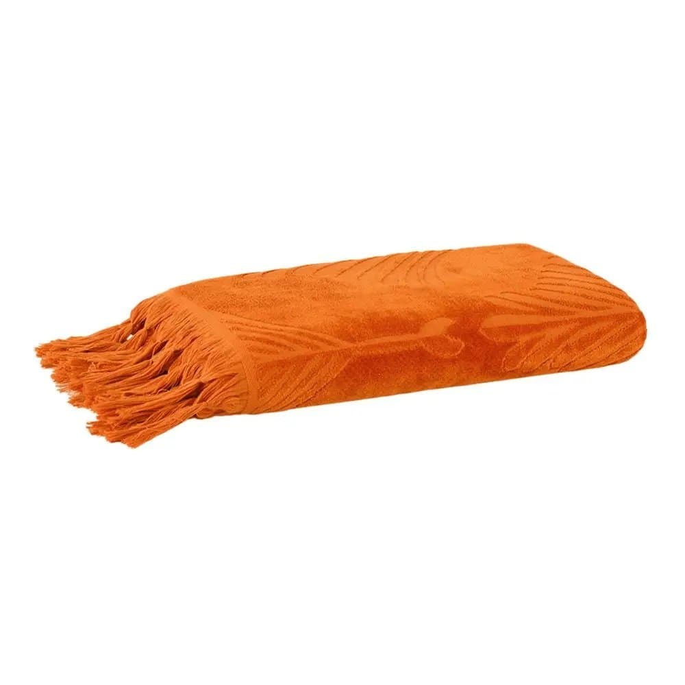 Toalha de Praia Nikki com Macrame Buddemeyer Luxus Laranja 100cm x 180cm