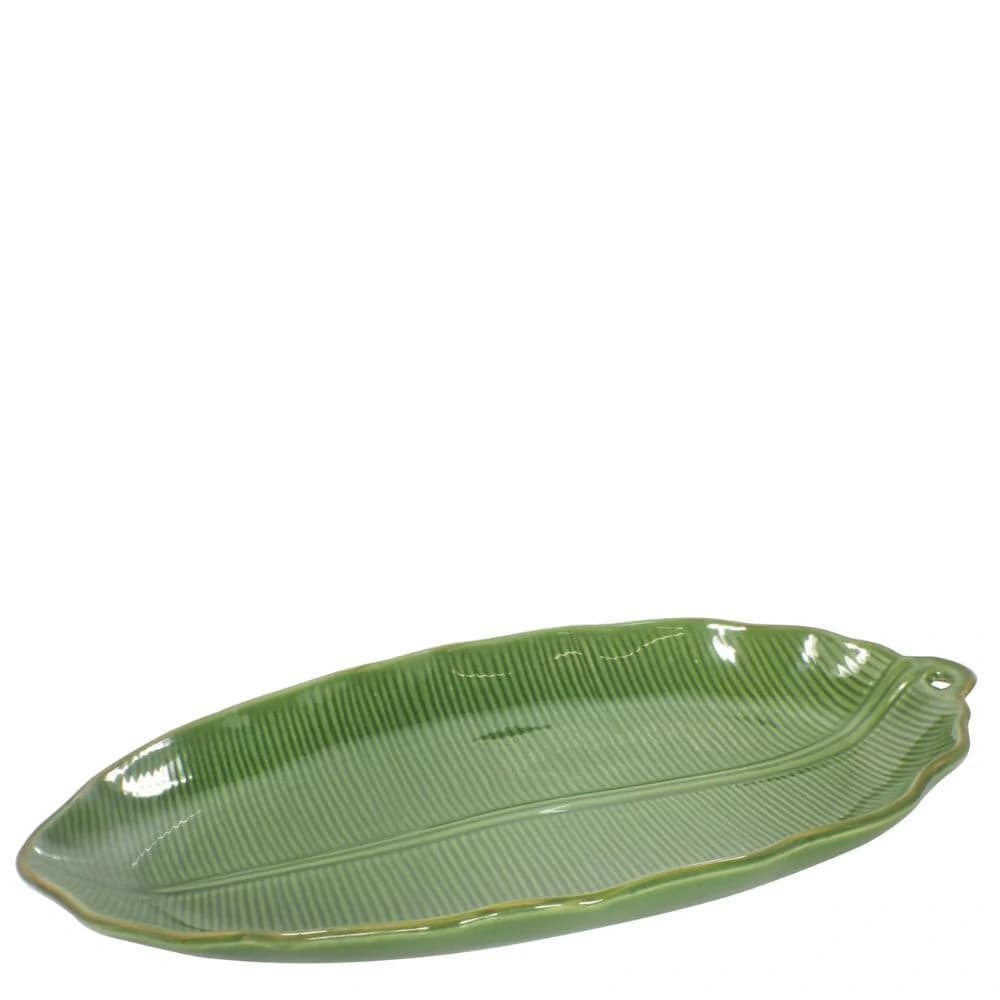Travessa de Cerâmica de Folha de Bananeira 42x27cm