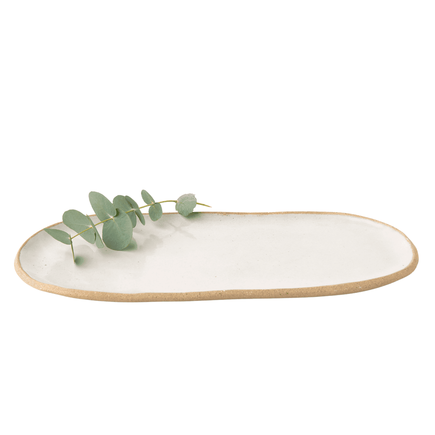 Travessa para Biscoito Pequena em Cerâmica Luli Ateliê Branco 24 x 11 cm