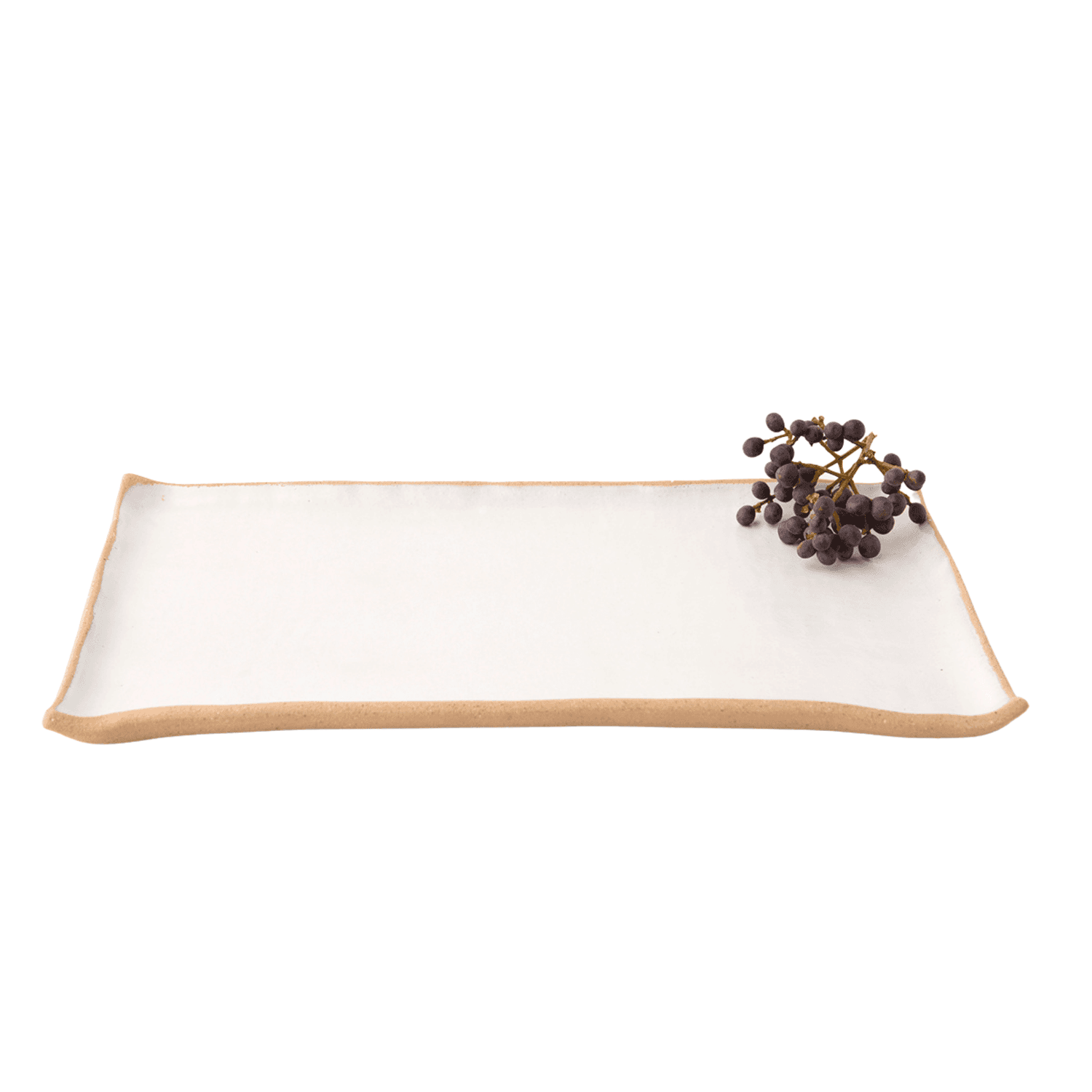 Travessa Retangular Média em Cerâmica Luli Ateliê Branco 20 x 13 cm