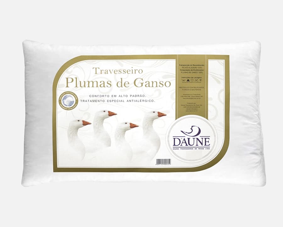 Travesseiro Daune 100% Plumas de Ganso 0.50x0.90m