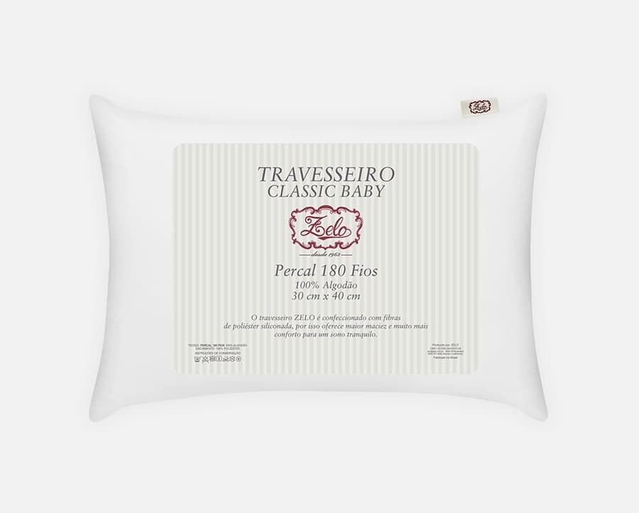 Travesseiro Zelo Classic Baby 0.30x0.40m - Percal 180 Fios