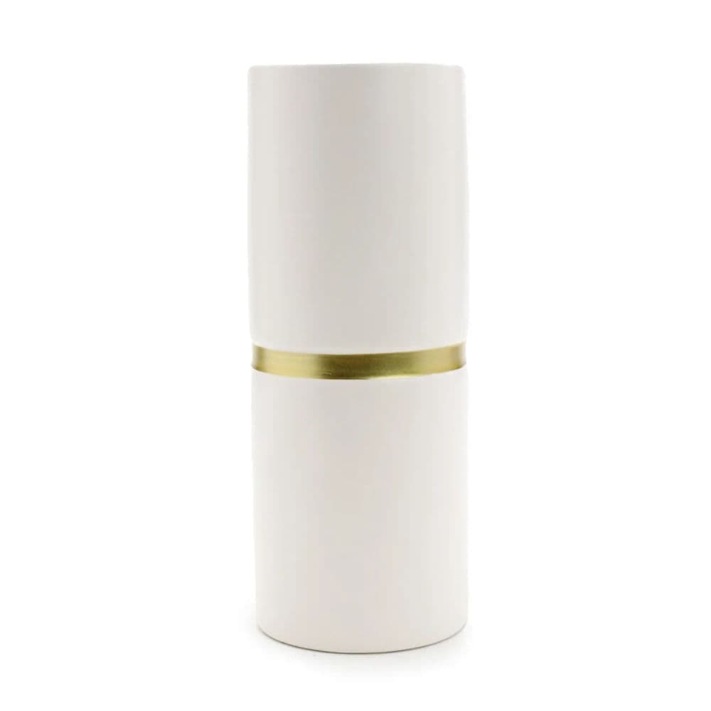 Vaso de Cerâmica Off White e Dourado 26x10x10cm - Hub.me