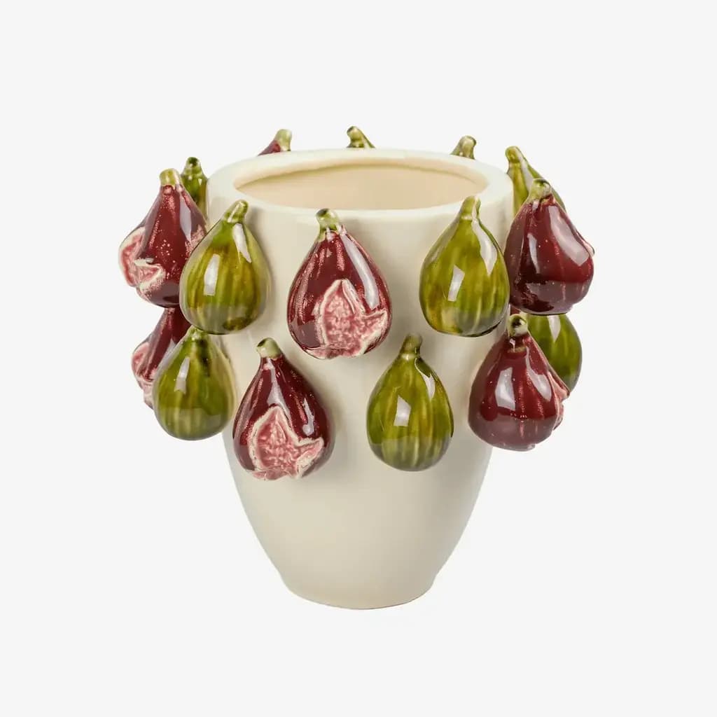 Vaso em Cerâmica Figos Creme 27x26cm