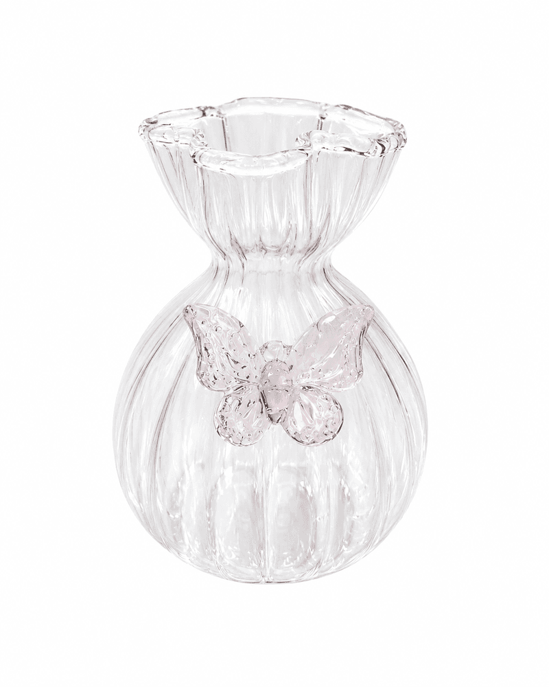 Vaso Vidro Borboleta Rosa 8 X 11cm