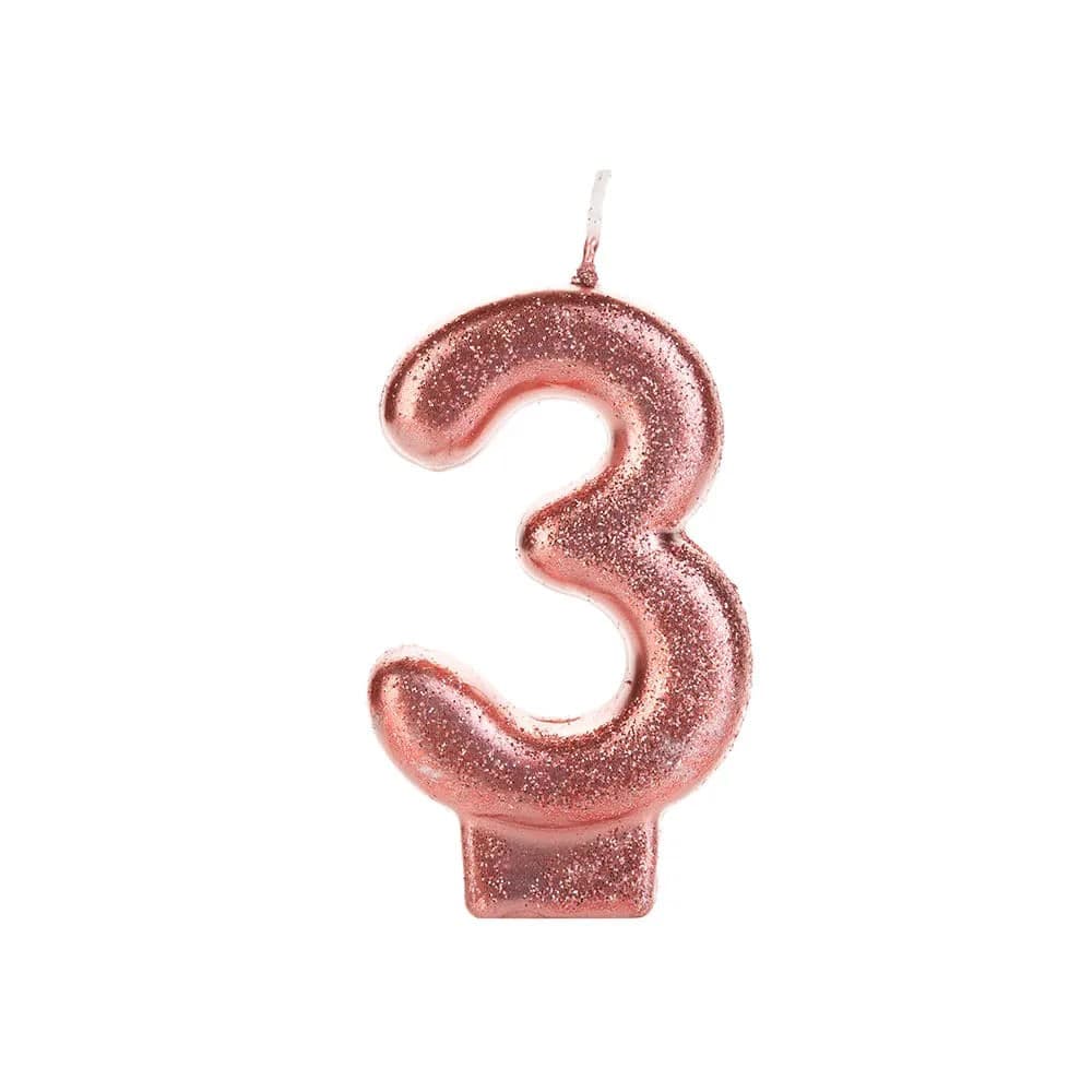Vela de Aniversário Glitter Número 3 Bronze - Silver Plastic