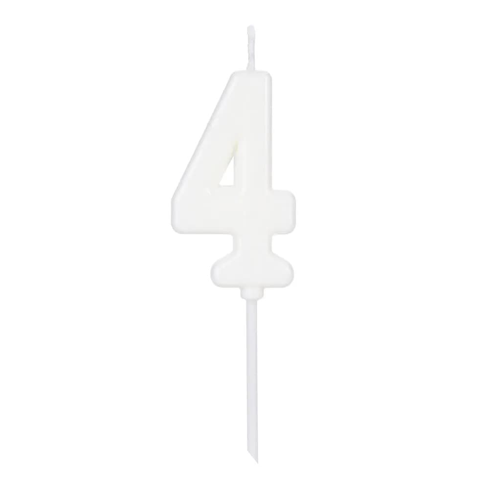 Vela de Aniversário Pick Número 4 Branca - Silver Plastic