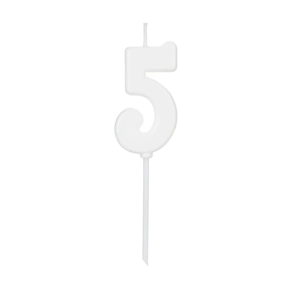 Vela de Aniversário Pick Número 5 Branca - Silver Plastic