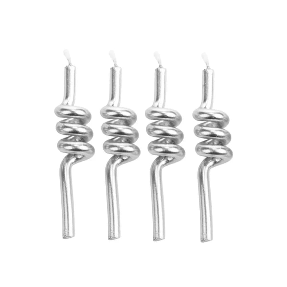 Vela de Aniversário Tube Kit com 4 Unidades Prata - Silver Plastic