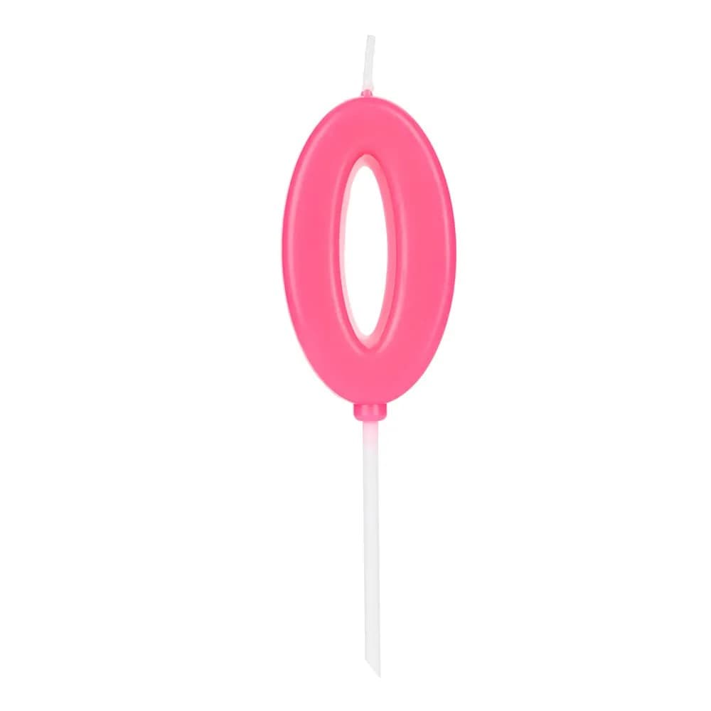 Vela Pick Número 0 Rosa - Silver Plastic