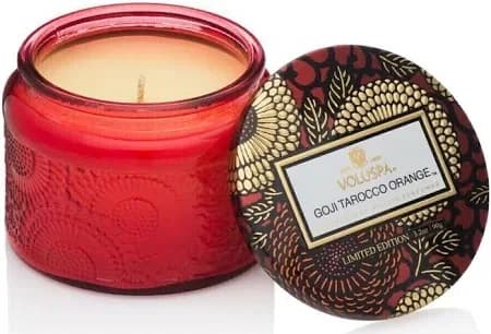 Vela Pote Vidro P 25h Relevo Goji Tarocco Orange - Voluspa
