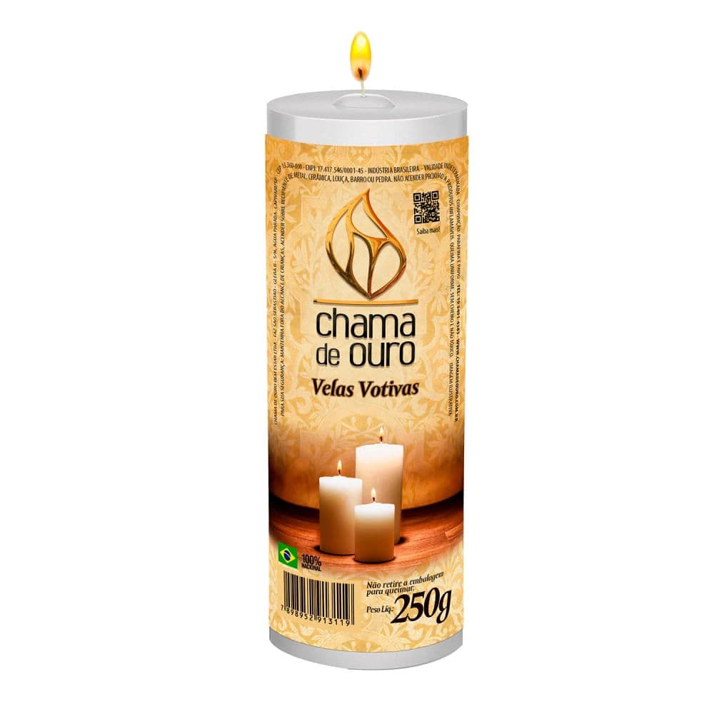 Vela Votiva 250g Branca - Chama de Ouro