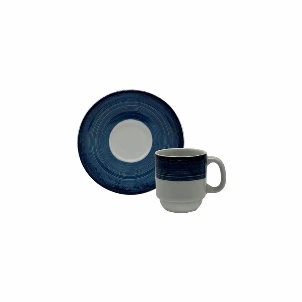 Xícara de Café com Pires 80mL Cilíndrica Azul Boreal - Schmidt