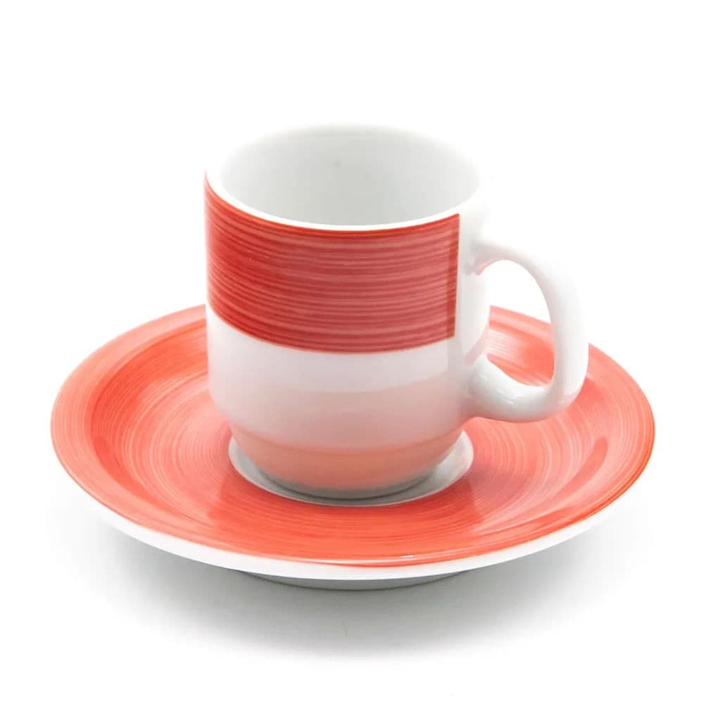 Xícara de Café com Pires Cilíndrica 70mL Vermelha - Schmidt