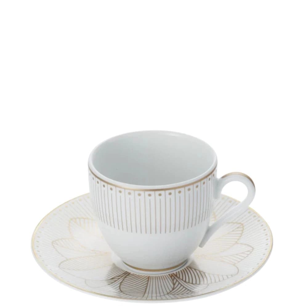 Xícara para Café de Porcelana Christofle Malmaison Imperiale Gold 80ml 2pçs